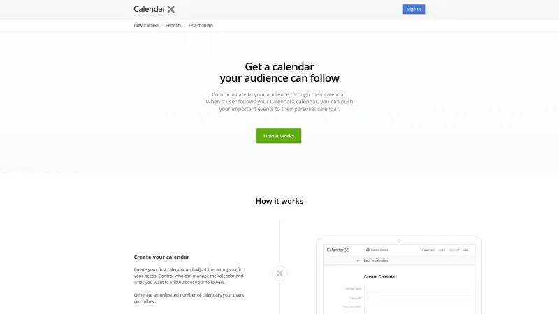 Homepage of CalendarX