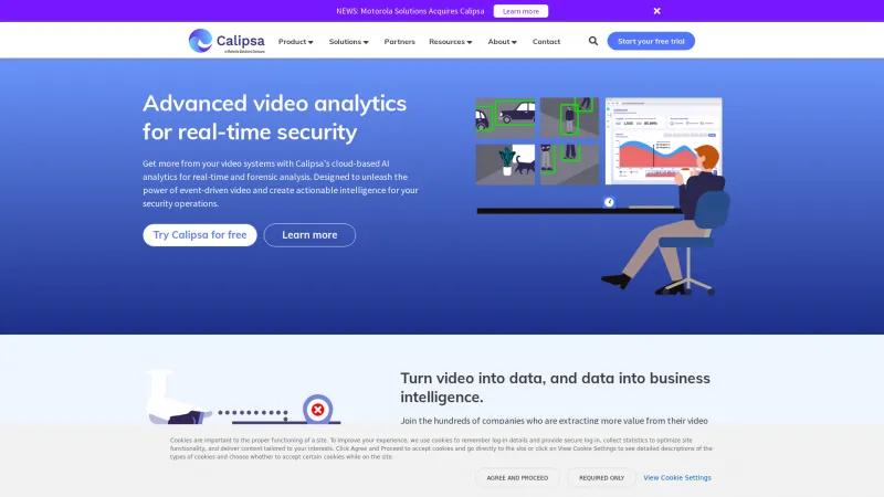 Homepage of Calipsa