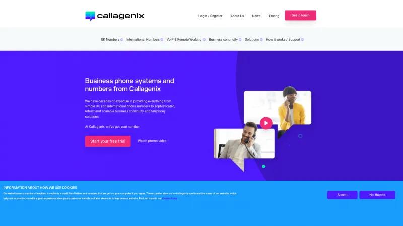 Homepage of Callagenix