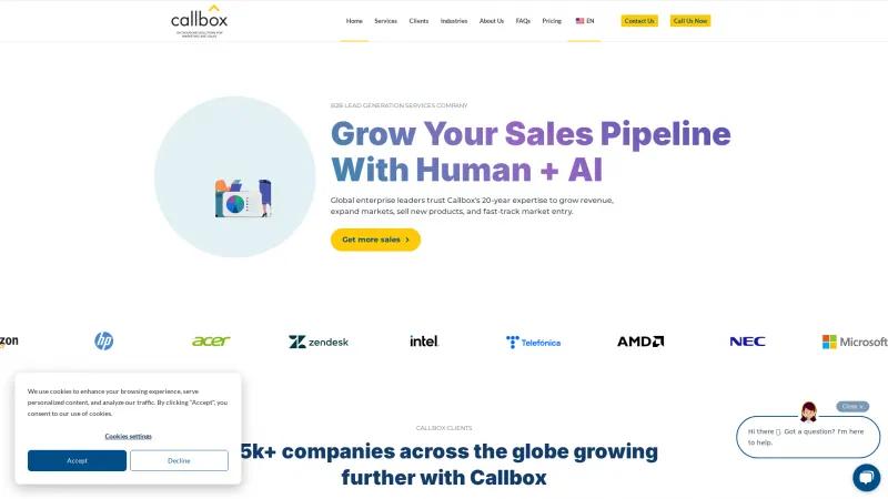 Homepage of Callbox