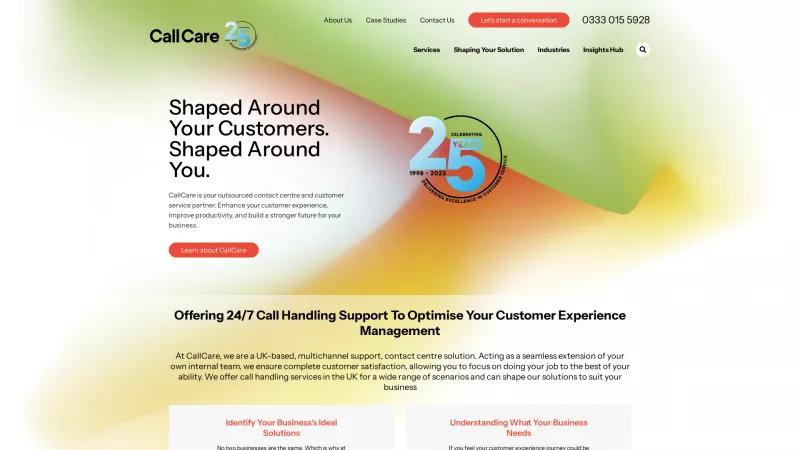 Homepage of CallCare