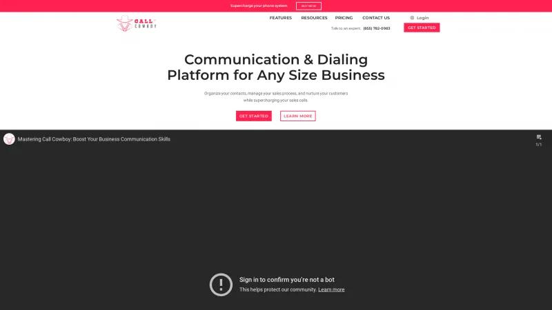 Homepage of Call Cowboy