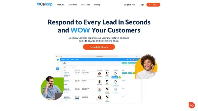 Homepage of Calldrip