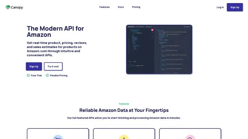 Homepage of Canopy API