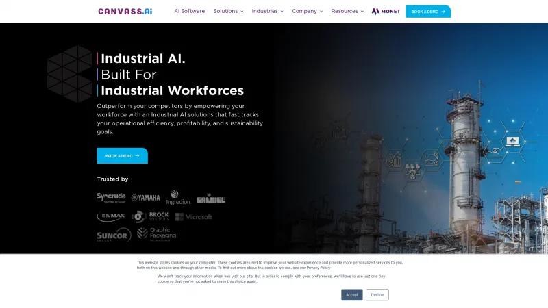 Homepage of Canvass AI