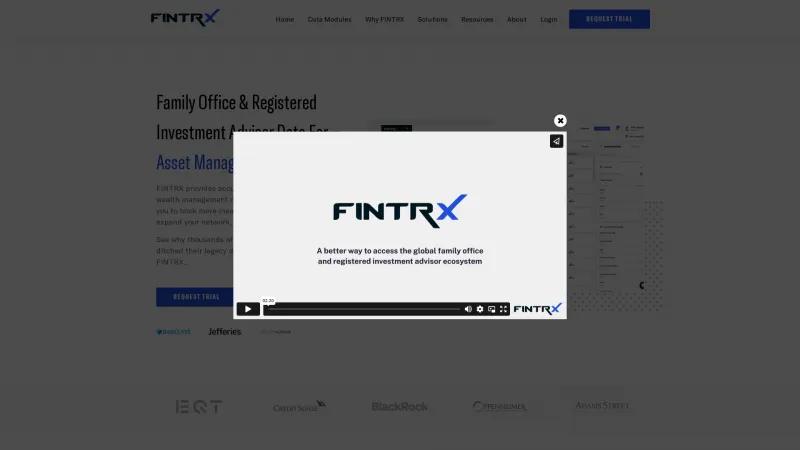 Homepage of FINTRX Platform