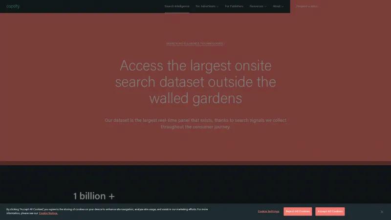 Homepage of Captify Search Intelligence