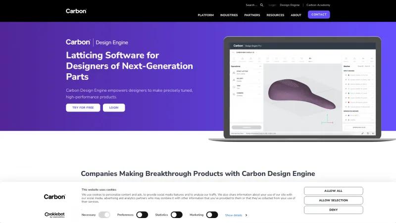 Homepage of Carbon Design Engine