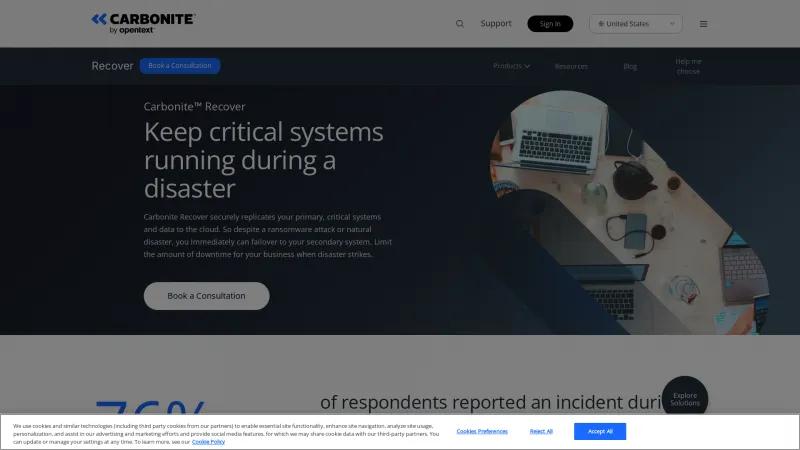 Homepage of Carbonite Recover