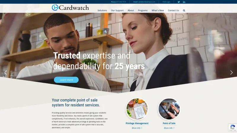 Homepage of CardWatch POS