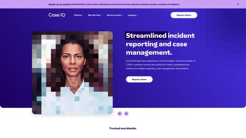 Homepage of Case IQ