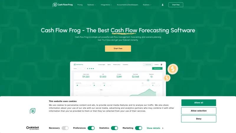 Homepage of Cash Flow Frog