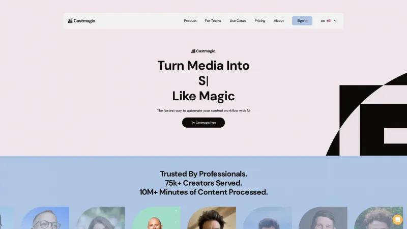 Homepage of Castmagic