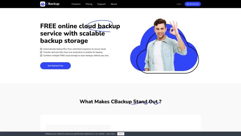 Homepage of CBackup