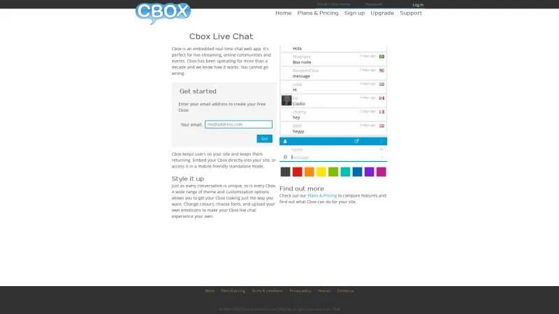 Homepage of Cbox