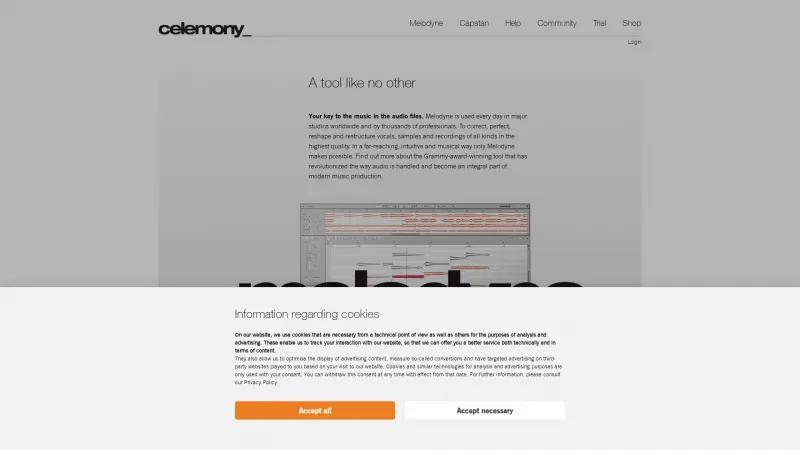 Homepage of Melodyne