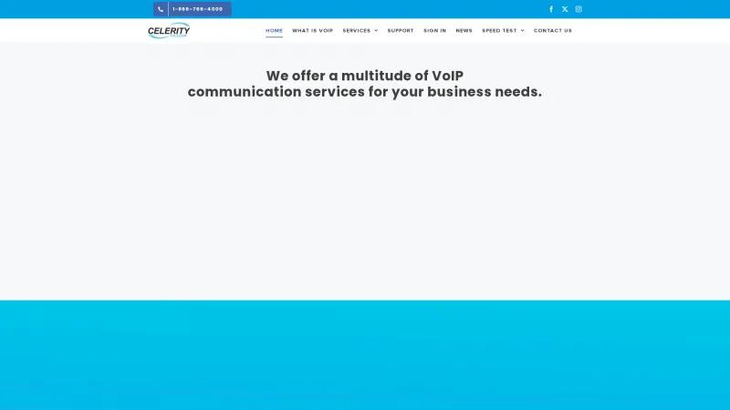 Homepage of Celerity Telecom