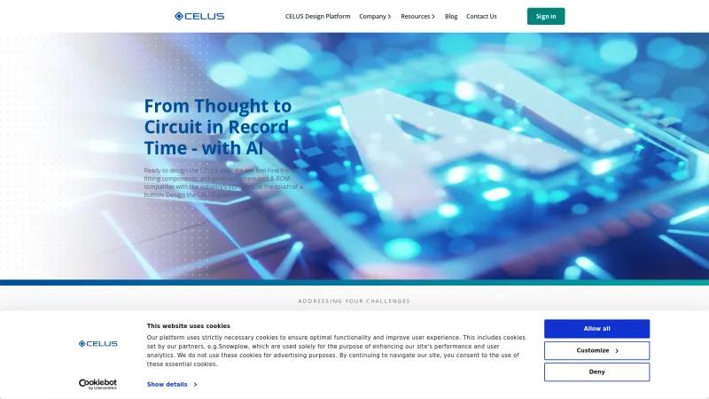 Homepage of Celus