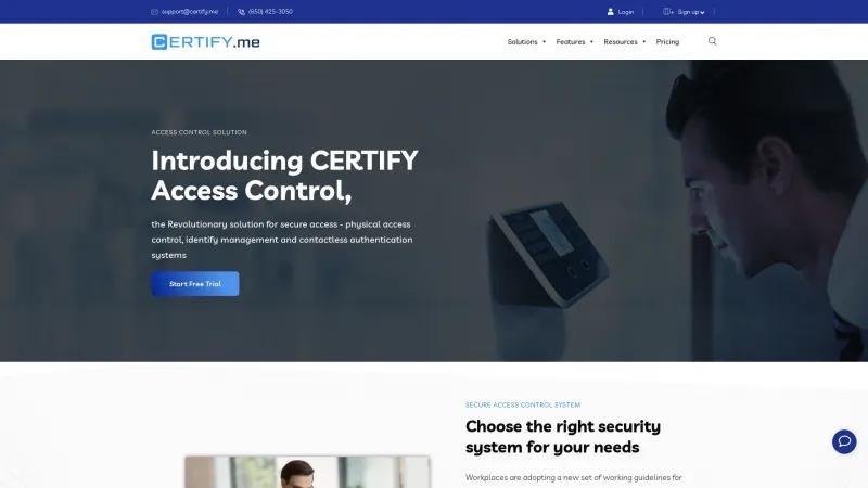 Homepage of CERTIFY Access Control