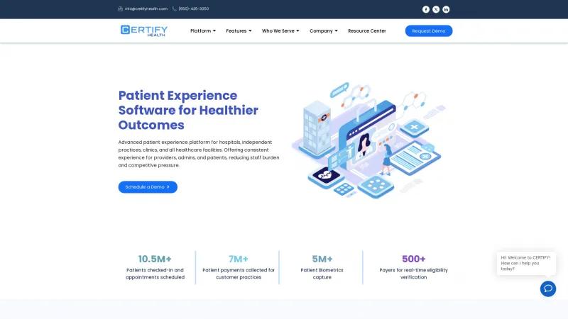 Homepage of CERTIFY Health