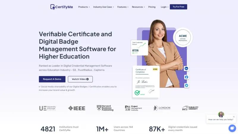 Homepage of CertifyMe