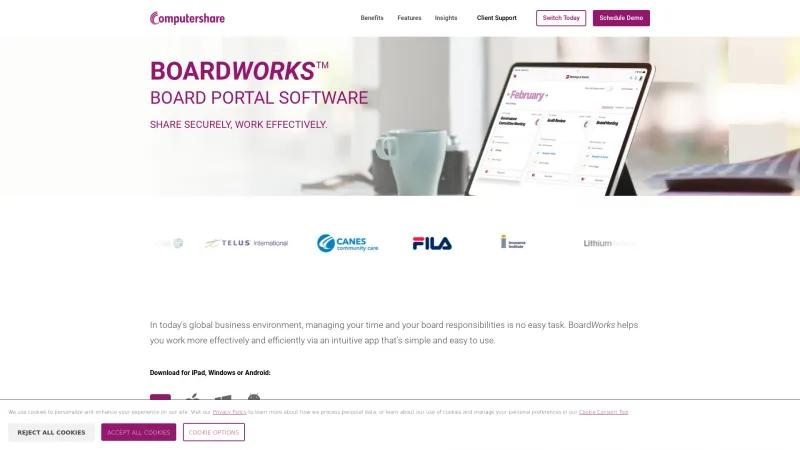 Homepage of BoardWorks