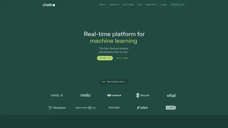 Chalk: Revolutionizing Real-Time Machine Learning for Data Engineering Teams Homepage of Chalk