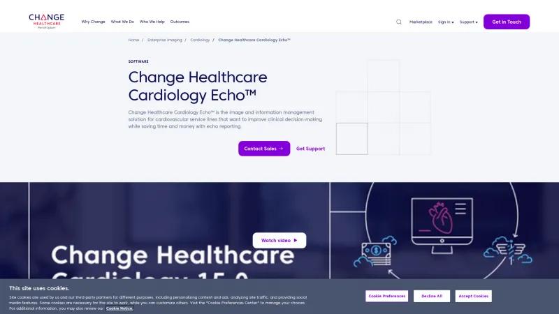 Homepage of Change Healthcare Cardiology Echo