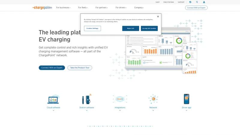 Homepage of ChargePoint