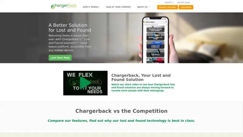 Homepage of Chargerback