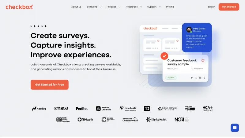 Homepage of Checkbox Survey