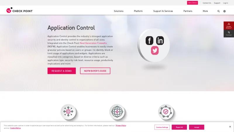 Homepage of Check Point Application Control