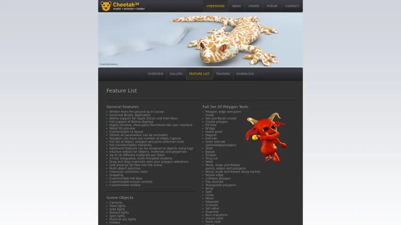 Homepage of Cheetah3D