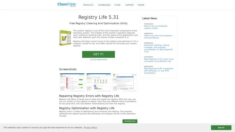 Homepage of Registry Life