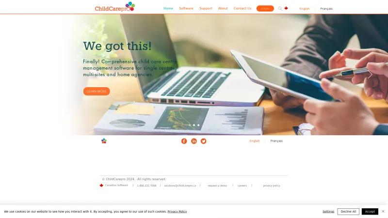 Homepage of Child Care Pro