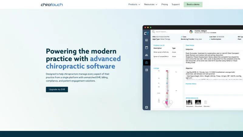 Homepage of ChiroTouch