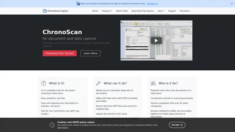 Homepage of ChronoScan