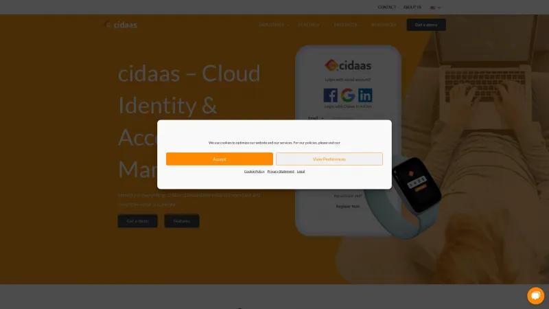 Homepage of cidaas