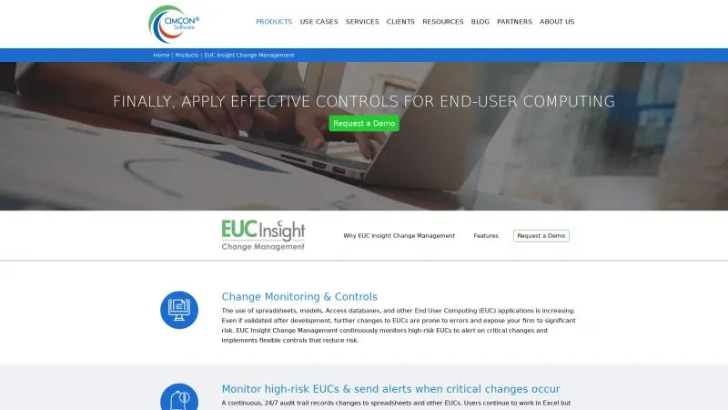 Homepage of CIMCON EUC Change Management