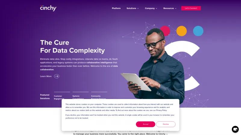 Homepage of Cinchy