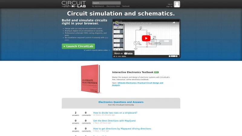 Homepage of CircuitLab