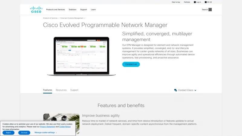 Homepage of Cisco Evolved Programmable Network Manager