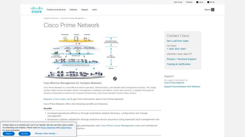 Homepage of Cisco Prime Network