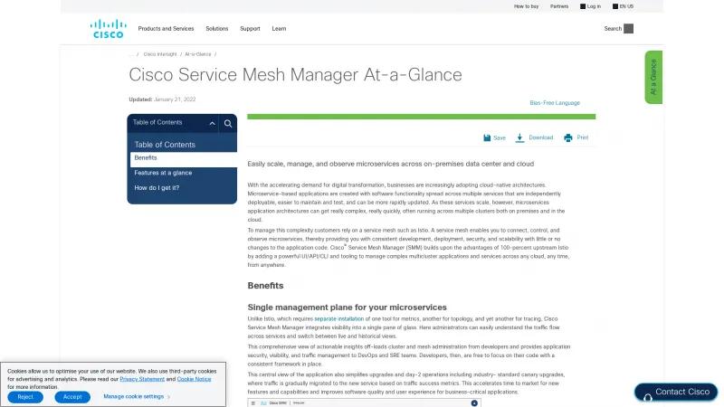 Homepage of Cisco Service Mesh Manager