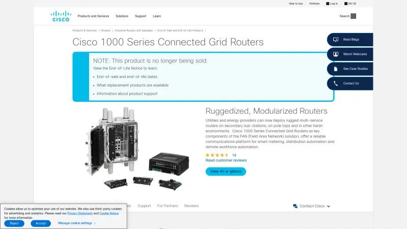 Homepage of Cisco 1000 Series Connected Grid Routers