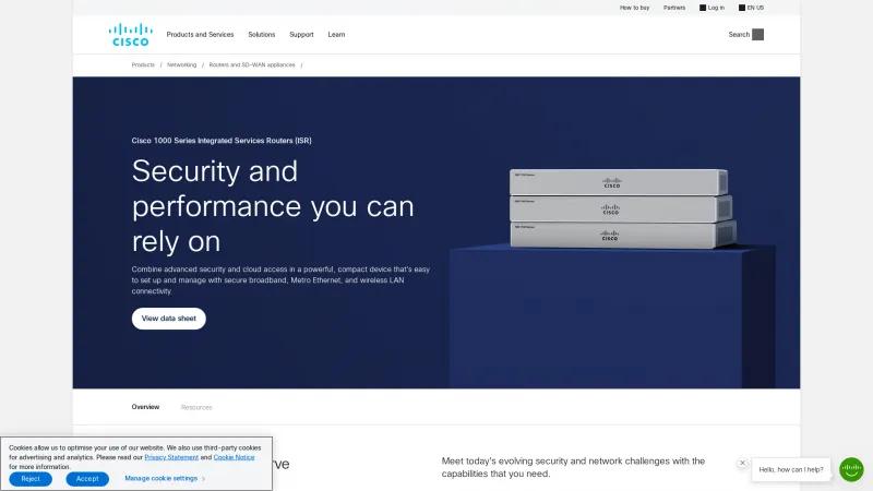 Homepage of Cisco 1000 Series Integrated Services Routers