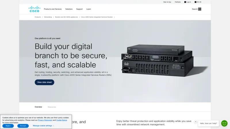 Homepage of Cisco 4000 Series Integrated Services Routers