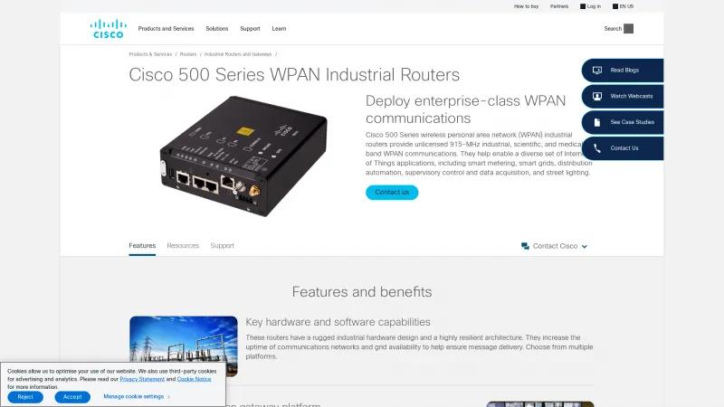 Homepage of Cisco 500 Series WPAN Industrial Routers