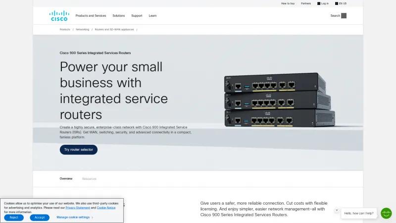 Homepage of Cisco 900 Series Integrated Services Routers