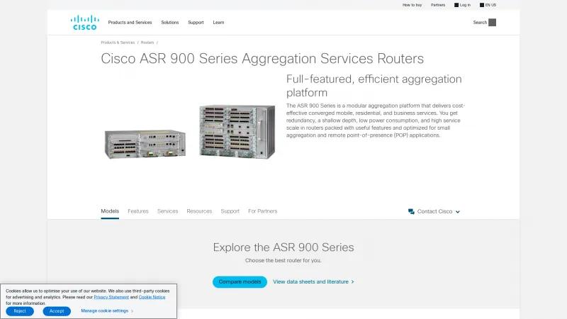 Homepage of Cisco ASR 900 Series Aggregation Services Routers